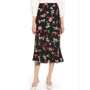 Halogen Floral Cut A-Line Midi Skirt Sz M
